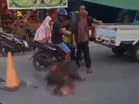 Tabrakan Dua Motor di Depan Pasar Rawa Indah Bontang, Satu Pengendara Alami Luka Serius