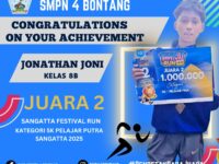 Siswa SMPN 4 Bontang Juara 2 di Sangatta Festival Run 2025, Harumkan Nama Sekolah