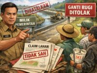 Ilustrasi sengketa lahan Kanal 3 di Sangatta Utara, Kutim. Pemerintah daerah menolak ganti rugi setelah klaim kelompok tani dinilai tidak memiliki dasar hukum dan berada di atas fasilitas publik.(Dok: Ilustrasi/Ai)