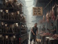 Ilustrasi perdagangan daging anjing dan kucing (dok: AI)