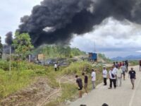 Pangkalan BBM dan Tabung Gas LPG di Jalan Poros Tepian Buah, Kecamatan Segah, Kabupaten Berau dilalap api, pada Rabu 25 Februari 2026 (dok: BPBD Berau)