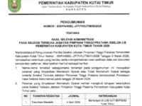 Tangkapan layar Pansel resmi umumkan hasil seleksi administrasi JPTP Kutim 2026.(Dok: tio/expresi)