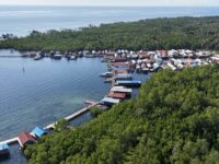 Suasana permukiman pesisir Desa Pulau Miang, Kecamatan Sangkulirang, Kutai Timur, yang selama ini dikenal sebagai kawasan penghasil ikan laut dan spot memancing nelayan.(Dok: tio/expresi)